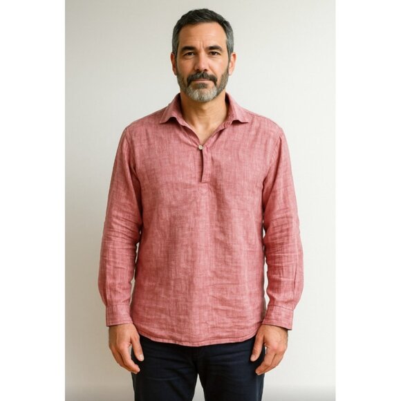 RIPA RIPA Capri Linen Shirt Men Pink Size M - Picture 11 of 11